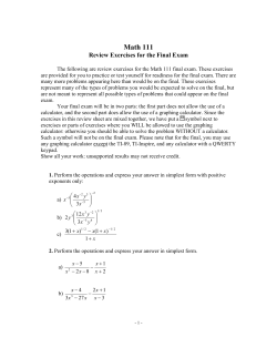 Math 111 Final Exam Review Exercises