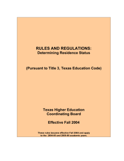 Rules and Regulations: Determining Residence Status