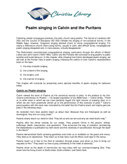 Psalm singing in Calvin and the Puritans