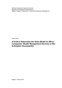 A Draft to Rationalize the Sales Model for Micro