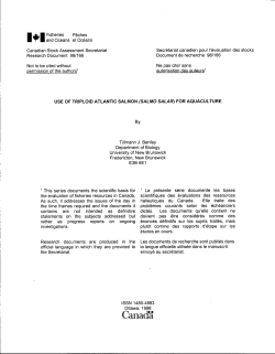 Use of Triploid Atlantic Salmon (Salmo Salar) for Aquaculture