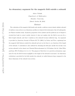 An elementary argument for the magnetic field outside a solenoid