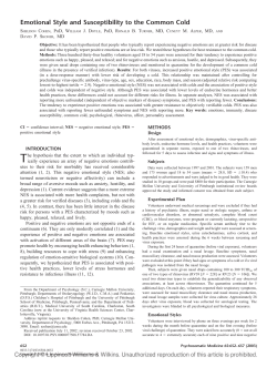 Emotional Style and Susceptibility to the Common Cold