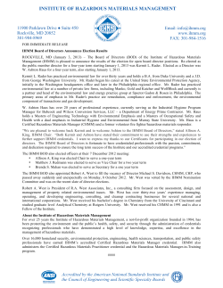 IHMM Board of Directors Announce 2013 Election Results