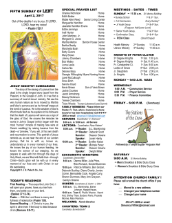 FIFTH SUNDAY OF LENT Out of the depths I cry to you, O LORD