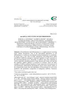 Mini review microRNAs: FINE TUNING OF ERYTHROPOIESIS