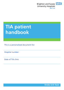 TIA patient handbook - Brighton and Sussex University Hospitals