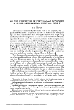 ON THE PROPERTIES OF POLYNOMIALS SATISFYING A LINEAR