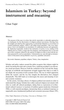 Islamism in Turkey: beyond instrument and meaning