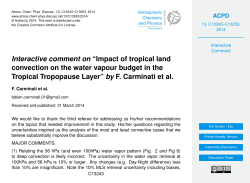Interactive comment on &ldquo;Impact of tropical land convection on the