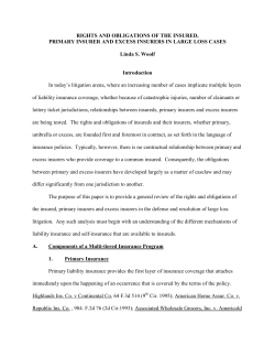 RIGHTS AND OBLIGATIONS OF THE INSURED, PRIMARY
