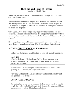 The Lord and Ruler of History God`s CHALLENGE to Unbelievers