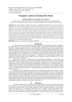 Pragmatic Analysis of Kamala Das Poetry