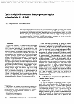 Optical/digital incoherent image processing for extended depth of field