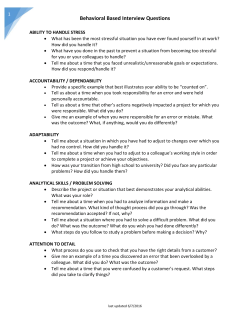 Behavioral Based Interview Questions