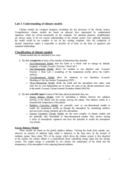 Lab 3. Understanding of climate models Classification of climate