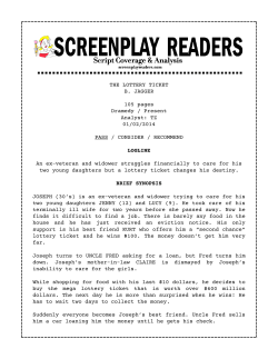 THE LOTTERY TICKET B. JAGGER 105 pages Dramedy / Present