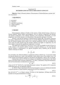 Student`s name Experiment O3 DETERMINATION OF STEFAN