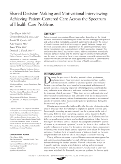 Shared Decision Making and Motivational Interviewing
