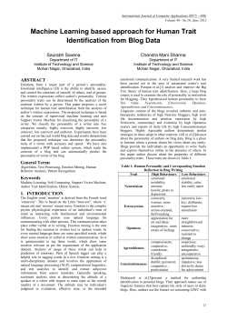 Machine Learning based approach for Human Trait Identification