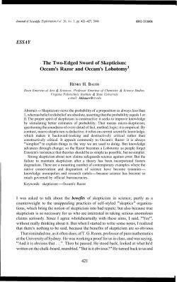ESSAY The Two-Edged Sword of Skepticism: Occam`s Razor and