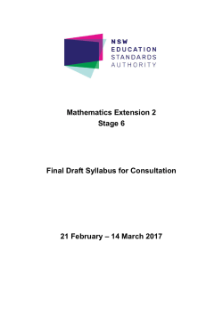 Mathematics Extension 2 Stage 6 Final Draft