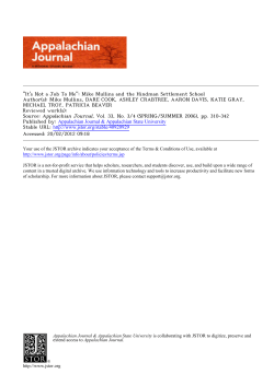 "It`s Not a Job To Me": Mike Mullins and the Hindman Settlement