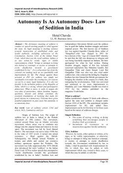 Autonomy Is As Autonomy Does- Law of Sedition in India