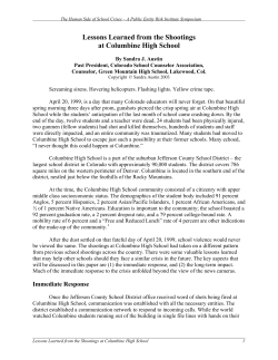Lessons Learned from the Shootings at Columbine High School