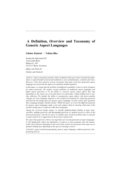A Definition, Overview and Taxonomy of Generic Aspect Languages