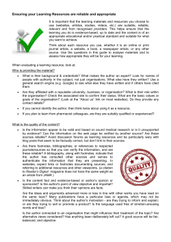 Ensuring your Learning Resources are reliable and appropriate
