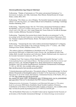Selected publications Inga Elmqvist S&ouml;derlund Forthcoming