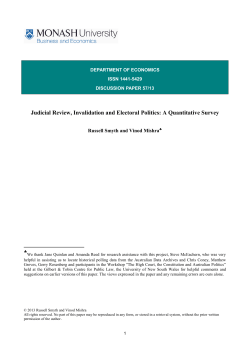 Judicial Review, Invalidation and Electoral Politics