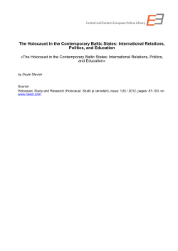 The Holocaust in the Contemporary Baltic States