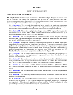 CHAPTER 8 EQUIPMENT MANAGEMENT Section 8A