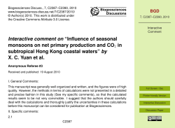 Interactive comment on &ldquo;Influence of seasonal monsoons on net