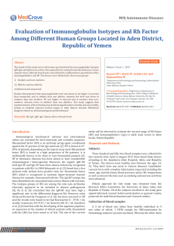 Evaluation of Immunoglobulin Isotypes and Rh Factor