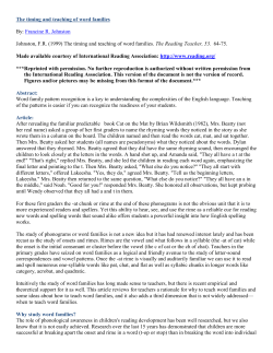 The timing and teaching of word families