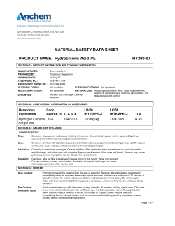 PRODUCT NAME: Hydrochloric Acid 7% HY200