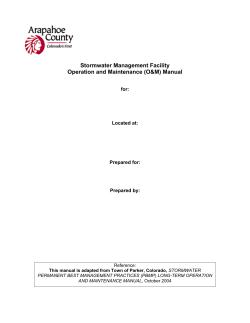 Stormwater Management Facility Operation and