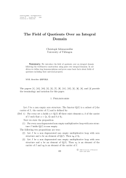 The Field of Quotients Over an Integral Domain