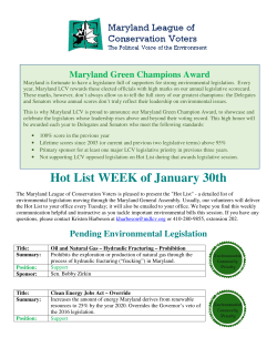 Hot List WEEK of January 30th - Maryland League of Conservation