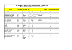 Ministerial Resourcing report as at 24 April 2014