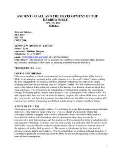 ANCIENT ISRAEL AND THE DEVELOPMENT OF THE HEBREW