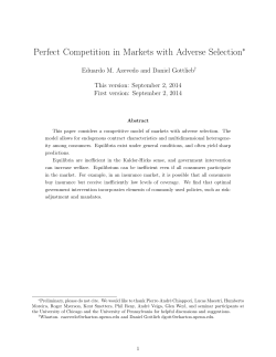 Perfect Competition in Markets with Adverse SelectionPreliminary