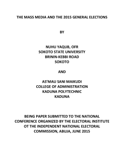THE MASS MEDIA AND THE 2015 GENERAL ELECTIONS BY