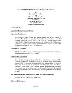 Nevada Eminent Domain Outline for Pipeline Safety Trust