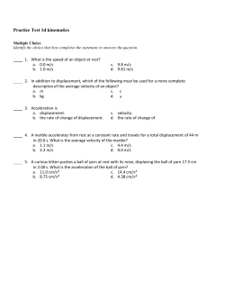 Practice Test 1d kinematics