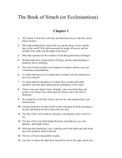 The Book of Sirach (or Ecclesiasticus)