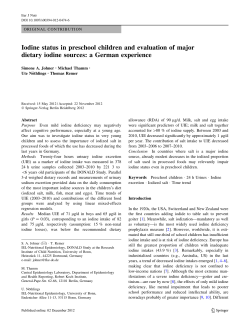 Iodine status in preschool children and evaluation of major dietary
